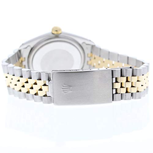 Rolex Mens Datejust 16013 36mm Steel & Gold Datejust Custom Added Silver Diamond Dial & Custom 1CT Diamond Bezel (Certified Pre-owned)