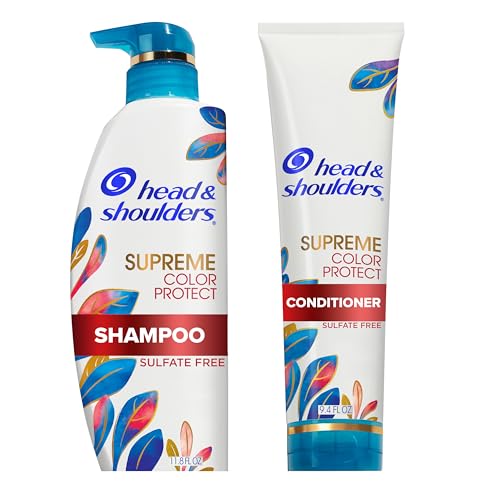 Head & Shoulders Anti-Dandruff Shampoo and Conditioner Set, Supreme Color Protect, 1% Pyrithione Zinc, Sulfate-Free, Argan Oil and Manuka Honey, 11.8 fl oz & 9.4 fl oz