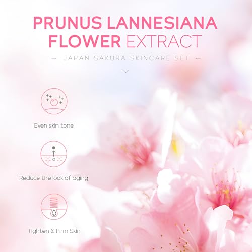 LAIKOU Sakura Skincare Set for Teen Girls, Complete Face Care Kit 34pcs