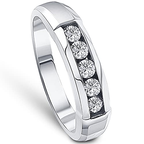 Pompeii Mens 1/2ct 14K White Gold Round Diamond Wedding Ring - Size 9