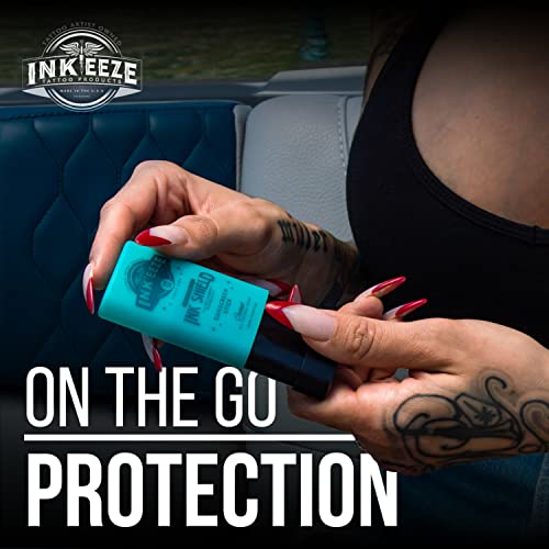 INK-EEZE Tattoo Sunscreen Stick SPF 50, Ink Shield, UVA/UVB Blocking, Dries Clear, Ozone Reef Friendly, Vegan, Made in USA, Coconut, 0.5oz Stick