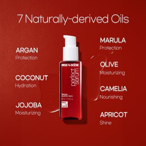 Mise En Scene Perfect Super Rich Serum with Argan Oils - Hair Essence for High Nutrition Intensive Care, Korean Hair Oil, 2.70 fl. Oz
