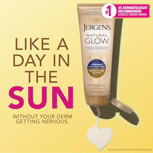 Jergens Natural Glow +Firming Self Tanner Body Lotion, Med-Deep, 7.5oz, 2pk