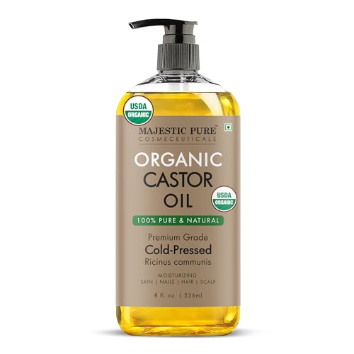 Majestic Pure USDA Organic Castor Oil, 100% Pure & Natural Body Oil -8 FlOz