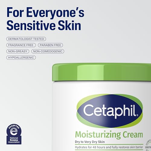 Cetaphil Moisturizing Cream, Dry Sensitive Skin, Fragrance Free, 16oz 2Pk