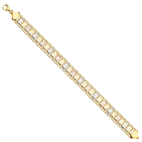 14k REAL Tri Color Gold Fancy Bracelet - 7.5"