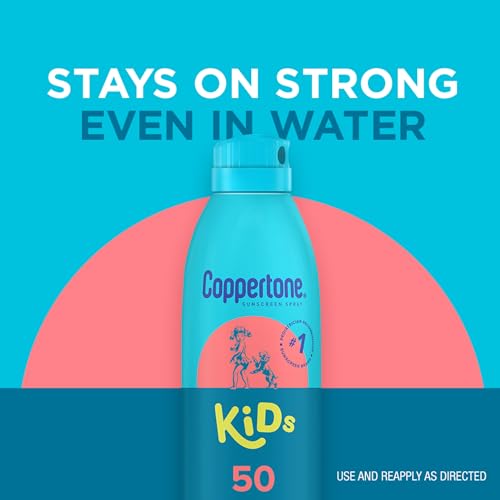 Coppertone Kids Sunscreen Continuous Spray SPF 50, Broad Spectrum UVA/UVB Protection, Water Resistant 80 Minutes, 5.5 Oz, Pack of 2
