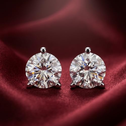 0.50 CTTW Natural Diamond Round Cut Stud Earrings for Women | 14K White Gold Classic 3 Prong Screw Back Earring | I - J Color SI1 - SI2 Clarity Hypoallergenic Fine Jewelry Gift for Her Anniversary Wedding