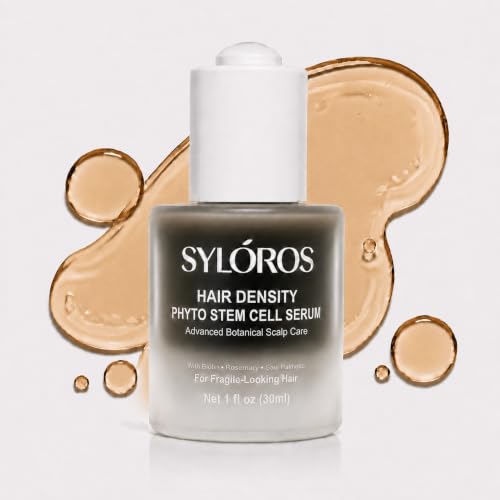 SYLOROS Hair Density Serum, Phyto Stem Cell Scalp Care with Rosemary, Biotin, Caffeine & Saw Palmetto, Leave-In Formula for Fuller-Looking Fine Hair, Lightweight Non-Greasy, 1 Fl Oz