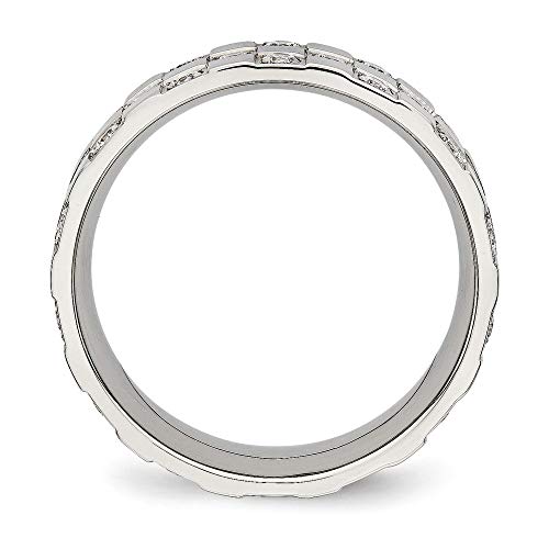 Sonia Jewels Real Stainless Steel Men's Checkered Board CZ Cubic Zirconia Wedding Band Ring Size 10
