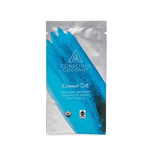 Conscious Coconut Organic Coconut Oil Packets – 10 Travel Packets, Fair Trade, Centrifuged, Raw Virgin Coconut Oil for Wellness, Skin & Personal Care, Used in Hospitals Nationwide