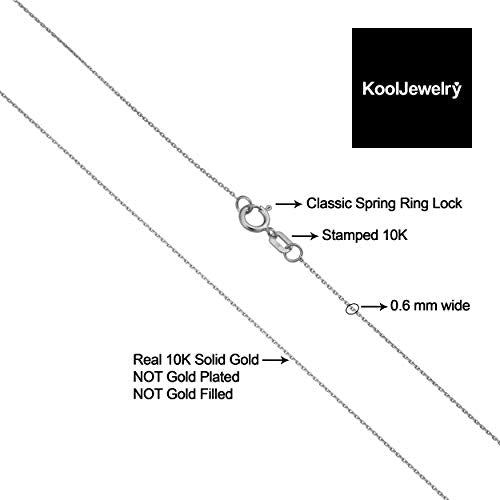 Kooljewelry 10k White Gold Diamond-cut Cable Chain Necklace (16 inch)