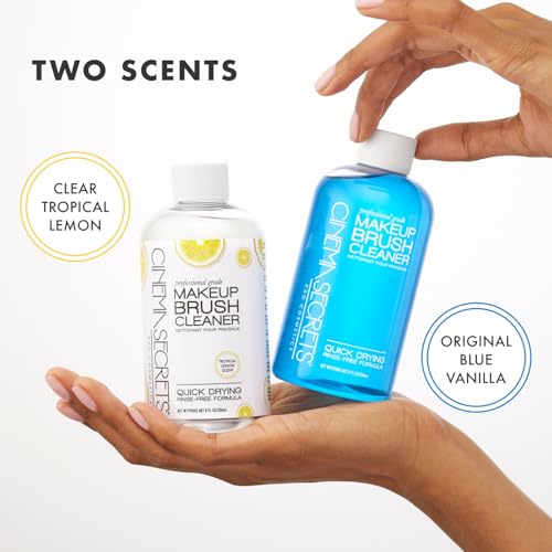 Cinema Secrets Original Blue Vanilla Makeup Brush Cleaner Solution - Professional Cleanser for Makeup Brushes - Quick-Drying, Rinse-Free Formula - Removes Stubborn Waterproof Make Up (16 fl oz)