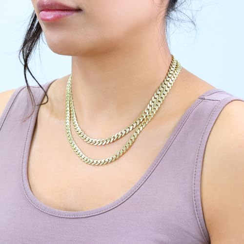 Nuragold 14k Real Yellow Gold Royal Monaco 6mm Miami Cuban Chain Necklace - 20"