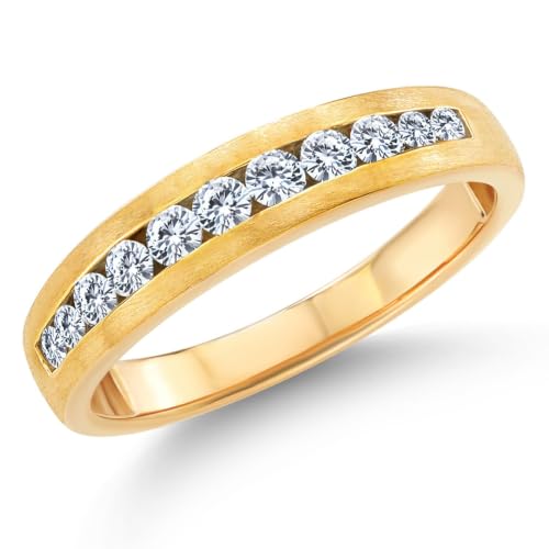 Gem Stone King Lab Grown Diamond Satin Finish Ring For Men (Size 11)
