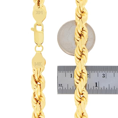 Nuragold 14k Real Yellow Gold Rope Chain Diamond Cut Mens Bracelet - 8mm - 8"