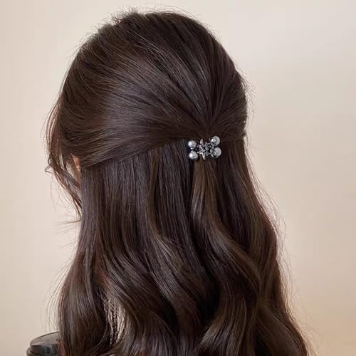 Small Hair Clips for Women,Cute Mini Pearl Claw Clips, Cherry Claw Clip for Half Up Bun Short Hair Pins, Metal Springs Hair Accessories Barrettes Birthday Christmas Gift for Daughter Girl(4 Pcs)