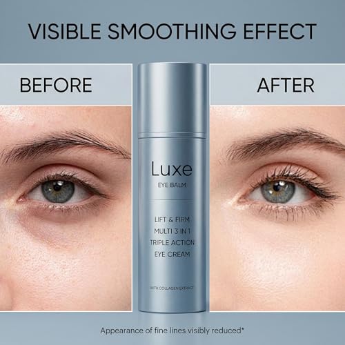 AMOQUCT Luxe Eye Balm, Eye Balm Stick, 3-in-1 Hydrating & Smoothing Eye Cream with Collagen, Lightweight Formula for Daily Eye Care, Portable Design