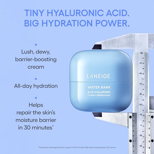 LANEIGE Daily Hydration Essential Set | Gentle Gel Cleanser, Cream Skin Mist, & Water Bank Blue Hyaluronic Cream Moisturizer