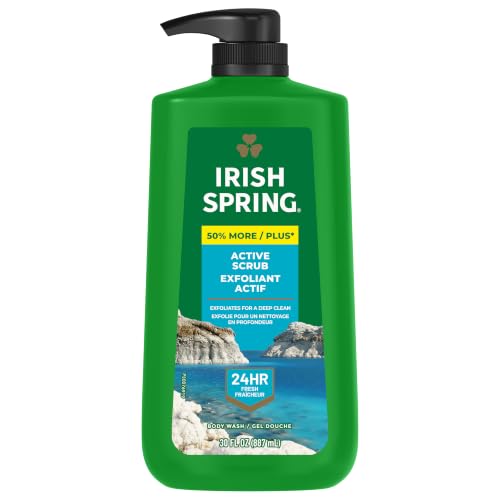 Irish Spring Active Scrub Body Wash for Men, Cool Fresh Scent, 887 mL