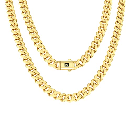 Nuragold 10k Real Yellow Gold Royal Monaco 9mm Miami Cuban Chain Necklace - 20"