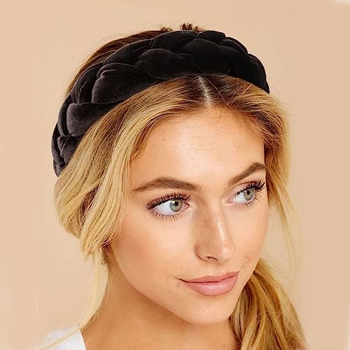 DRESHOW Braided Headbands for Women Velvet Hair Hoop Elastic Criss Cross Hair Bands Accessories