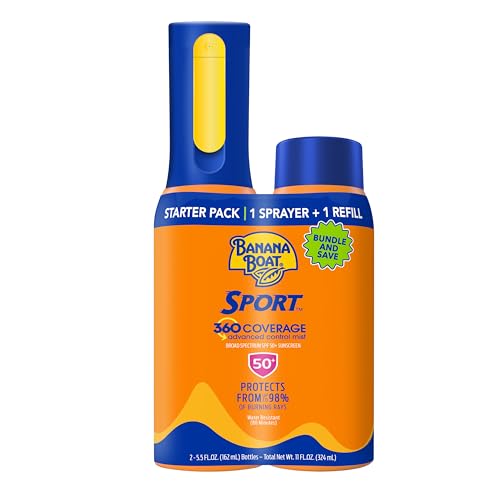 Banana Boat 360 Coverage Sport Sunscreen Mist SPF 50 Bundle, 5.5 Fl Oz ea