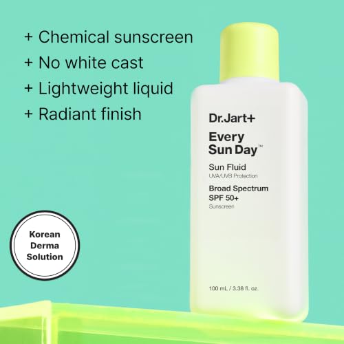 Dr.Jart+ Every Sun Day Sun Fluid Korean Sunscreen SPF 50+ for Face | Korean Skin Care, 3.38 Fl Oz