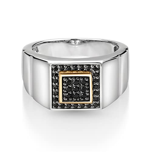 Gem Stone King Men's Ring In 10K Yellow Gold and 925 Sterling Silver 2 Tone Jewelry Gift For Men Dad | Available In Size 9, 10, 11, 12, 13