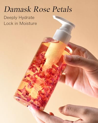 Organic Rose Multi-Use Body Oil For Skin Body, USDA Certified with Petals