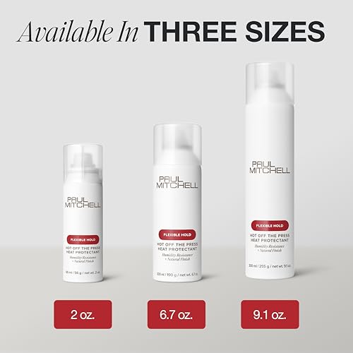 Paul Mitchell Hot Off The Press Heat Protectant, Humidity Resistance, Flexible Hold + Natural Finish, For All Hair Types, 6 oz