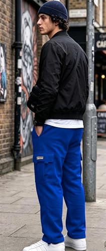 HUNGSON Mens Cargo Sweatpants Drawstring Casual Hiking Pants Joggers Athletic Trousers Cotton Loose Straight Pants for Men