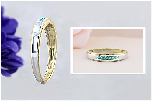 Dazzlingrock Collection Round Emerald Seven Stone Men's Wedding Band in 18K Yellow Gold Plated Sterling Silver Size 10