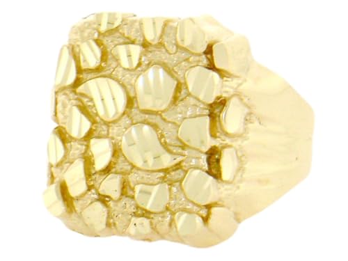 Amoravi 14k Solid Yellow Gold Nugget Diamond Cut Mens Ring - Size 11.50