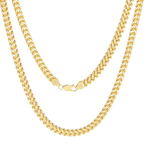 Nuragold 14K Real Yellow Gold 5mm Franco Box Wheat Chain Mens Wide Necklace - 26"