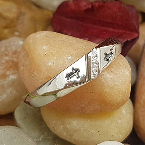 Dazzlingrock Collection 0.04 Carat (Cttw) 10K Round White Diamond Men's Anniversary Cross Band, Solid White Gold, Size 11