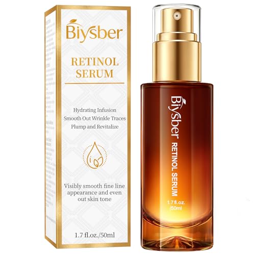 BIYSBER Retinol Collagen Serum for Face: Anti Aging &Anti Wrinkle Repair Peptide Serum with Hyaluronic Acid Boost Hydration-Day/Night Facial Firming Lifting Neck Skin Care for Women/Men(1.70 Fl Oz)