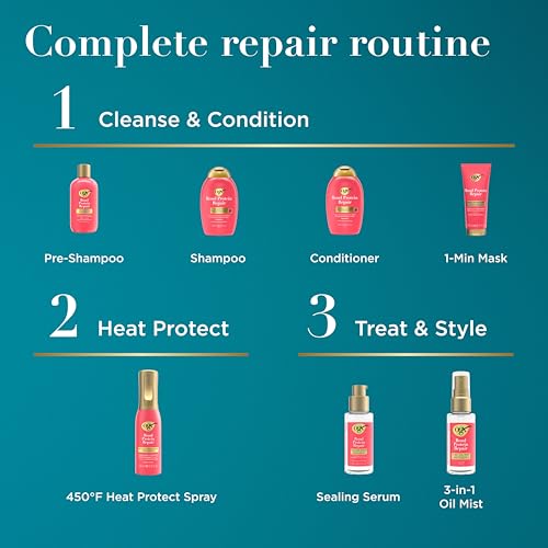 OGX Repair & Protect Bond Protein Repair Shampoo, Lightweight Hair Wash Cleanses & Targets Damaged Hair for Effective Bond Repair, Formulated without Parabens, 13 fl. oz