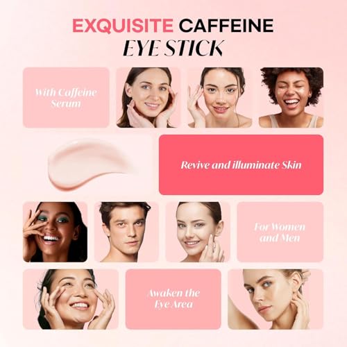 CITYGOO Caffeine Eye Cream Stick: Anti-Aging Firming & Dark Circles Moisturizing Balm for Puffiness & Eye Bags - Travel-friendly for Women (Caffeine Pink 3g)
