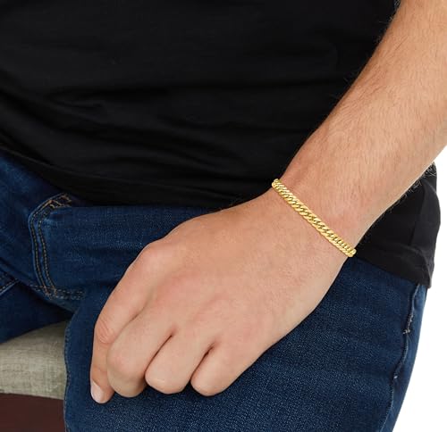 Floreo 14k Yellow Gold 6.1mm Semi-Lite Miami Cuban Chain Bracelet - 8.5 inch