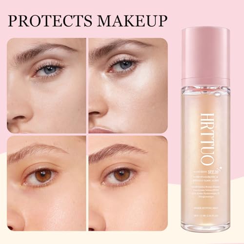 Sheer Setting Mist Sunscreen SPF 50, Makeup-Friendly Setting Mist with Hydrating Glow, Reef-Safe & Non-Greasy, Fast-Absorbing for Beach, Wedding, Travel (1pc)