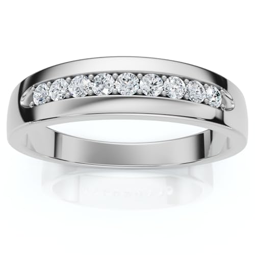 P3 POMPEII3 Pompeii Mens 1/4ct Diamond Wedding Ring 10k White Gold Anniversary Band - Size 10