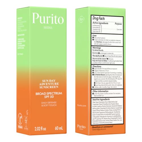 PURITO Korean Sunscreen SPF 50 for Sensitive Skin, 2.02 fl.oz