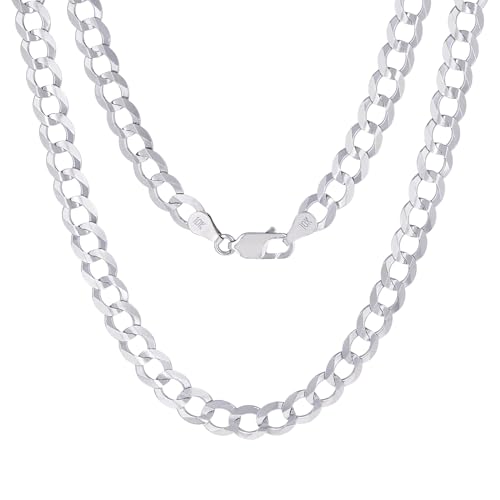 Nuragold 10k Real White Gold Cuban Curb Solid Link Chain Mens Necklace 7mm - 22"