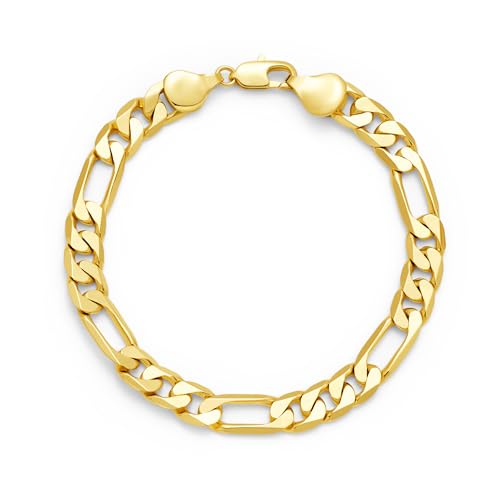 AHSIWC 14K Gold Bracelets for Women & Men Trendy Dainty 7mm Figaro Bracelet for Men Hypoallergenic Gold Chain Bracelet for Women Jewelry Gifts