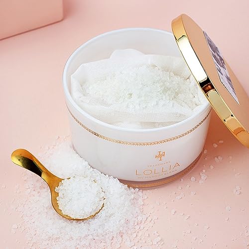 LOLLIA Elegance Bath Salts for Women, 20 oz, White Amber & Mirabelle Soak