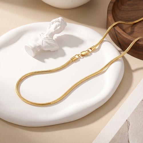 14K Gold Chain for Women Men 1.5/2.0/2.5mm Gold Snake Necklaces for Women