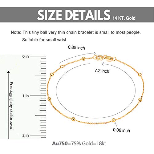 SISGEM Solid 18k Gold Tiny Bracelets for Women, Real Gold Chain Thin Bracelet (Yellow Gold, 18k)