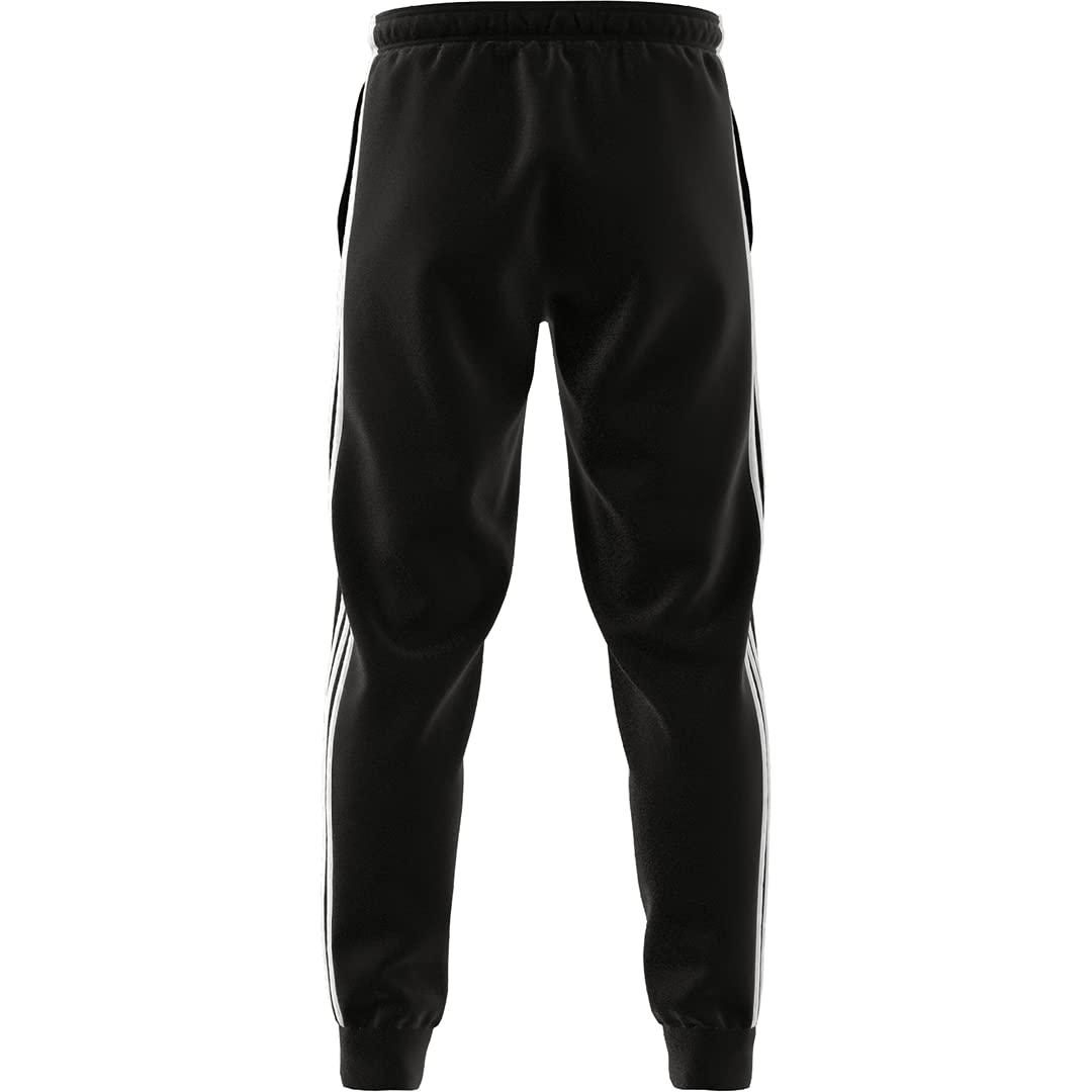 adidas Men's Essentials Warm-Up Slim Tapered 3-Stripes Tracksuit Bottoms, Black/White, X-Large