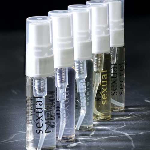 Michel Germain Sexual Discovery Set for Him, Men's Cologne, 5 x 0.07 Fl Oz Eau de Toilette Vials, Woody, Fresh, Fruity, Aromatic, Citrus Colognes for Him